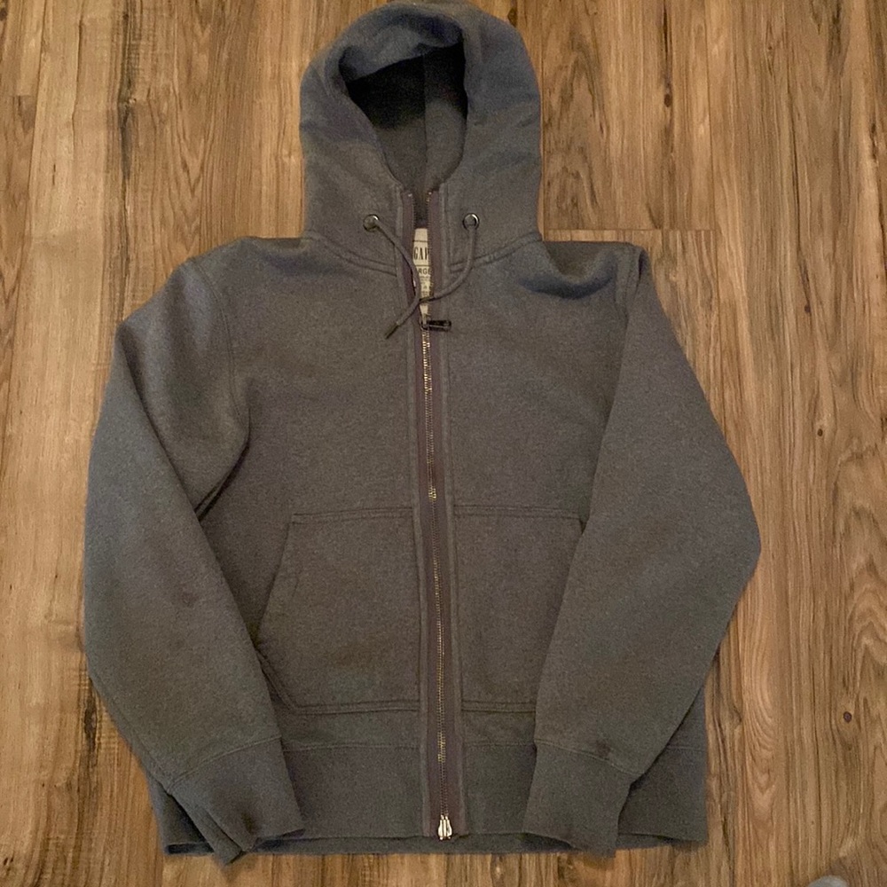 Gap Mens Heavyweight Zip Up Gray Hoodie Sz Large